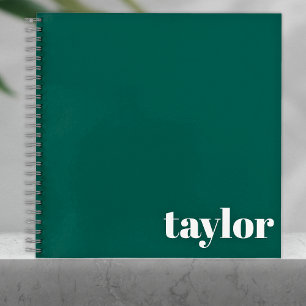 Cool Green Modern Minimalist Trendy Personalized Notebook