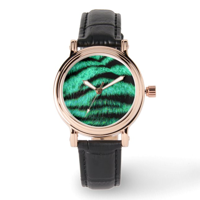 Cool green neon tiger stripes watch (Front)