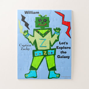 Cool Green Robot Lightning Bolts Puzzle