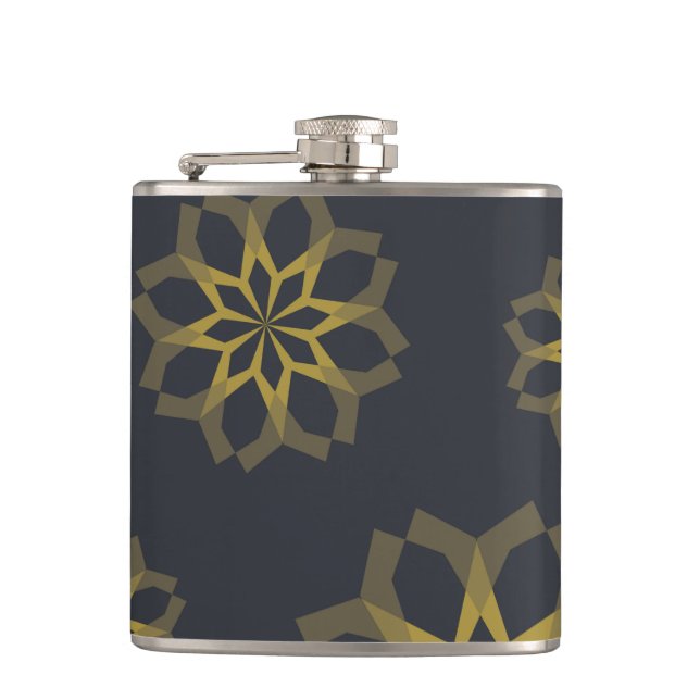 Cool, green, unique, modern trendy flower abstract hip flask (Front)