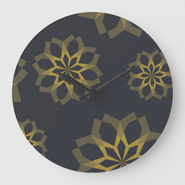 Cool, green, unique, modern trendy flower abstract large clock (Front)