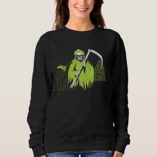 Cool Green Violet Grim Reeper and Bat Horror Hallo Sweatshirt