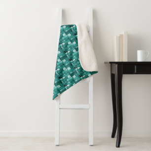 Cool Green Weaved Look Sherpa Blanket