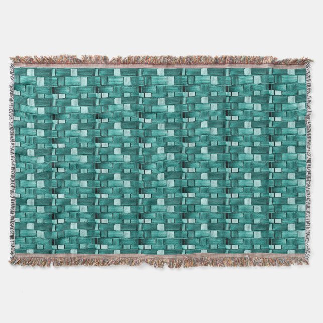 Cool Green Weaved Look Throw Blanket (Front)