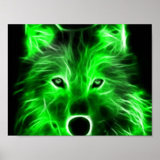 Cool green wolf poster