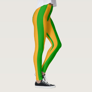Cool Green Yellow Christmas Stripe Leggings