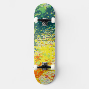 Cool Green Yellow Orange Painted Skateboard