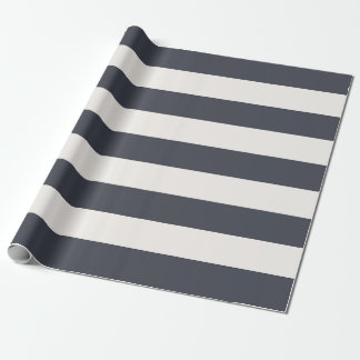Cool Grey and White Awning Stripes Wrapping Paper