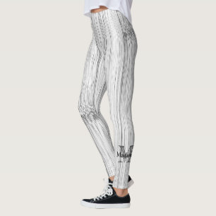 Cool grey bamboo wood print Monogram Leggings