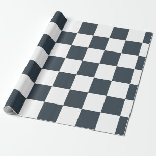 Cool Grey Blue White Checkered – Modern Stylish Wrapping Paper