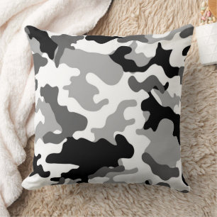 Cool Grey Camo Throw Pillow