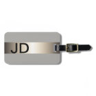 Cool Grey Faux Metal Stripe Bold Monogram