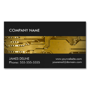 Cool Grey Gold Circuit Computer Repair Magnetic Business Card