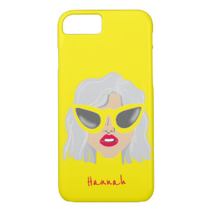 Cool Grey-Haired Woman with Glasses Custom Name iPhone 8/7 Case