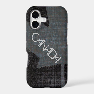Cool grey on black canadian maple leaf case
