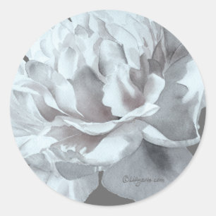 Cool Grey Peony Wedding Envelope Sticker