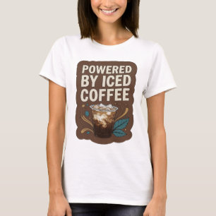Cool Grey POWERED BY ICED COFFEE Graphic Design T-Shirt