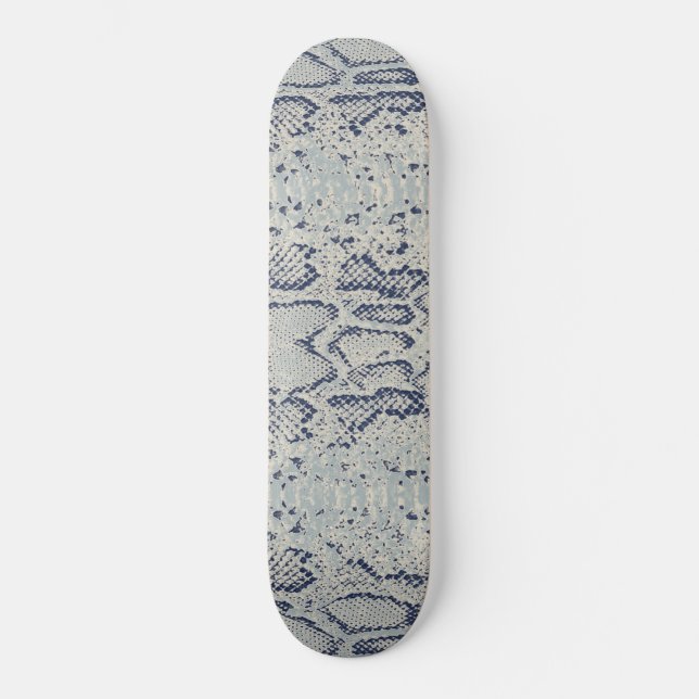 Cool Grey SnakeSkin Animal Print Skateboard (Front)