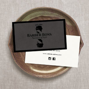 Cool Grey Suede Barber Pole Barbershop Business Card