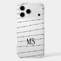 Cool grey white black barbed wire pattern Monogram