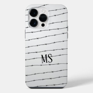 Cool grey white black barbed wire pattern Monogram iPhone 14 Pro Max Case