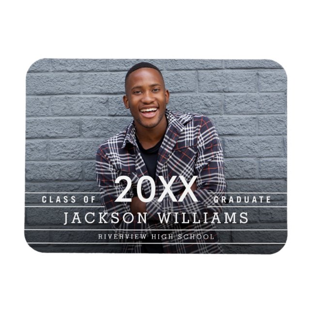 Cool Grids Photo Graduation Announcement Magnet (Horizontal)