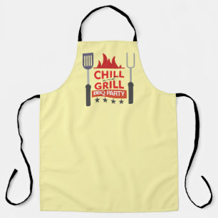Cool grill chill word art apron