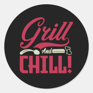 Cool Grill chill word art  Classic Round Sticker