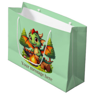 Cool Grilling Dragon add text  Large Gift Bag
