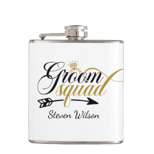 Cool Groom Squad add name Hip Flask