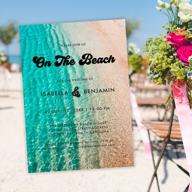 Cool Groovy On The Beach Destination Wedding Invitation (Creator Uploaded)