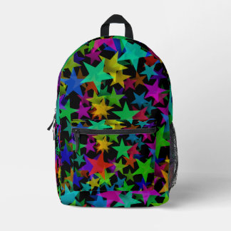 Cool Groovy Rainbow Stars Printed Backpack