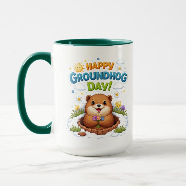 Cool Groundhog Day Groundhog | Funny February Mug (Left)