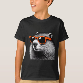 Cool Groundhog Wearing Sungles Graphic Art _3  T-Shirt