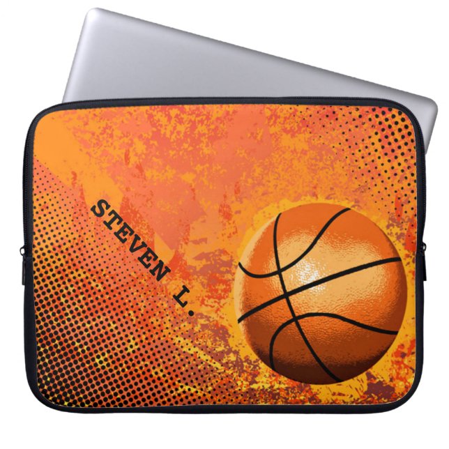 Cool Grunge Basketball Abstract Art Personalised Laptop Sleeve (Front)