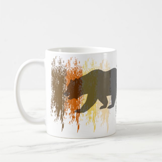 Cool Grunge Bear Shadow Gay Bear Pride Coffee Mug (Left)