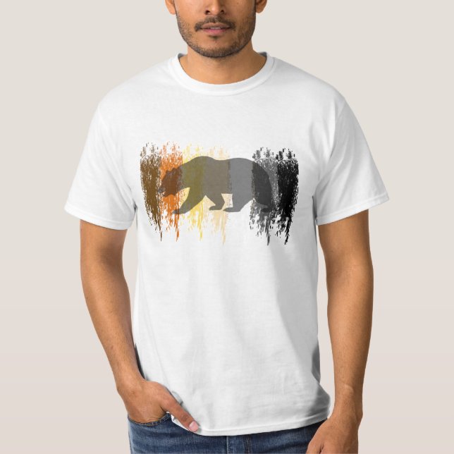 Cool Grunge Bear Shadow Gay Bear Pride T-Shirt (Front)