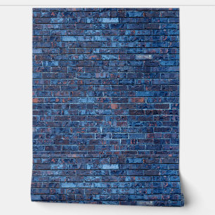 Cool Grunge Blue Brick Print Wallpaper