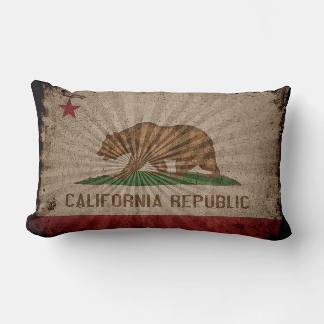 Cool Grunge California Flag Lumbar Cushion (Front)