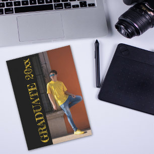 Cool Grunge Lettering 2 Photo Graduation Custom Invitation