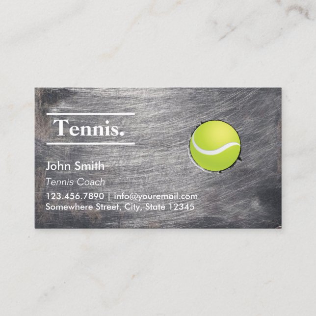 Cool Grunge Metal Texture Tennis Business Card (Front)