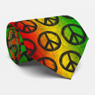 Cool Grunge Reggae Rasta Peace Symbol Neck Tie