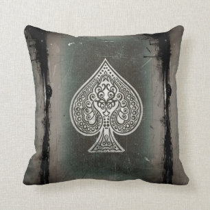 Cool Grunge Retro Artistic Poker Ace Of Spades Cushion