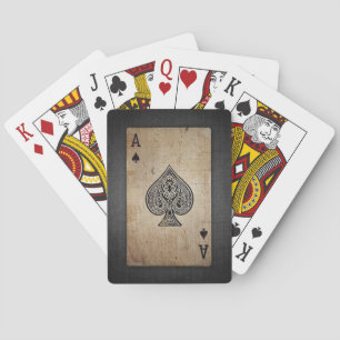 Cool Grunge Retro Artistic Poker Ace Of Spades Playing Cards