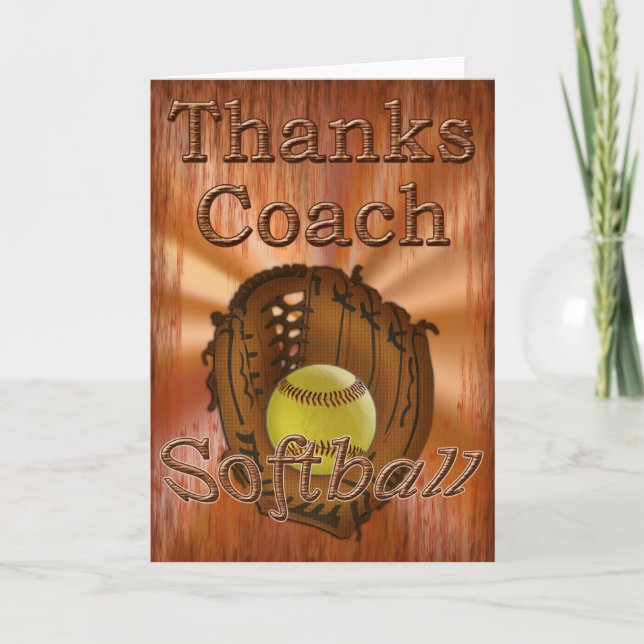 Cool Grunge Softball Coach Thank You Cardchee Card (Front)