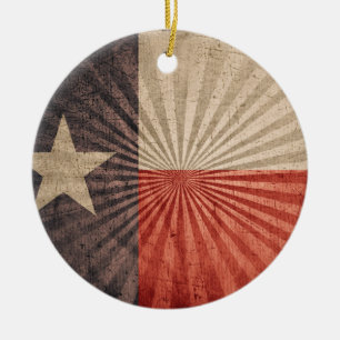 Cool Grunge Texas Flag Ceramic Tree Decoration