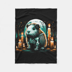 Cool Guinea Pig Skeleton Halloween Christmas Birth Fleece Blanket