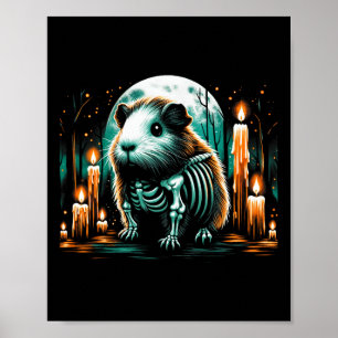 Cool Guinea Pig Skeleton Halloween Christmas Birth Poster