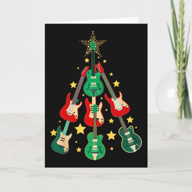 Cool Guitar Christmas Tree Guitar Lovers Christmas Card (Front)