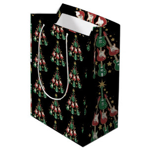 Cool Guitar Christmas Tree Guitar Lovers Christmas Medium Gift Bag
